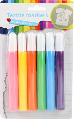 Textielstiften Tropical - Zes Stuks - Textielstiften Voor Kinderen - Kleuren - Zes Kleuren - Knutselen - Meisjes - Jongens