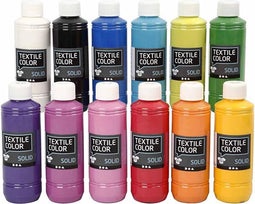 Textielverf - Kledingverf - Zwart - Dekkend - Solid - Textile Color - Creotime - 12x250 ml
