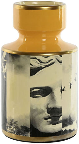 Vaas Home ESPRIT Geel Zwart Gouden Porselein 14 x 14 x 24,5 cm