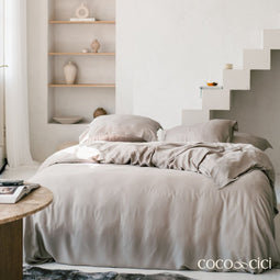 Coco & Cici - Tencel Sateen Dekbedovertrek 260 x 220 cm - 2 Persoons Beddengoed - Taupe - Lyocell - Hypoallergeen & Extra Zacht - 2 Kussenslopen (60x70)