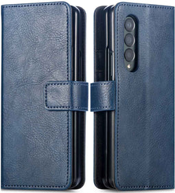 imoshion Hoesje Geschikt voor Samsung Galaxy Z Fold 4 Hoesje Met Pasjeshouder - imoshion Luxe Bookcase - Donkerblauw
