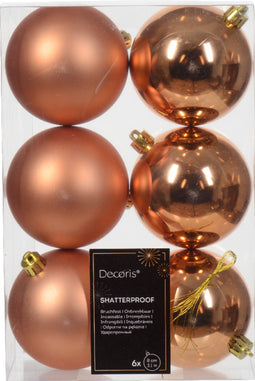 Kerstbal kunststof d8 cm rood kpr 6st kerst