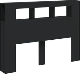 Hoofdeinde met LED 140x18,5x103,5 cm bewerkt hout zwart