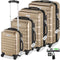 tectake® Mila - 4-Delige Kofferset - Hardcase ABS met TSA-Cijferslot en Bagageweegschaal - Champagne