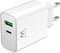 Ewent EW1325 - Oplader - 30W USB-C en QC3.0 - Wit