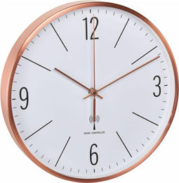 TFA - Analoge Funk-Wandklok Kupfer-Optik 60.3534.51 - weiß | Rahmen Kupfer