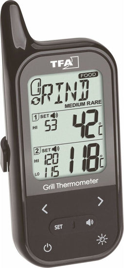 TFA Dostmann 14.1511.01 Barbecuethermometer Alarm, Kabelsensor, Oven- en kerntemperatuur