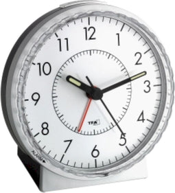 TFA Dostmann 60.1010 Wekker Quartz Zilver Alarmtijden: 1 Fluorescerende Wijzers