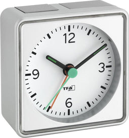 TFA Dostmann 60.1013.54 Wekker Quartz Zilver Alarmtijden: 1 Fluorescerende Wijzers