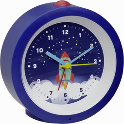 TFA Dostmann 60.1033.06 - Kinderwekker - Wekker - Kinderen - "RAKETE" - Ruimte - Raket - Analoog - Rustig Loopwerk - Sluipende secondwijzer - Snooze - Zachte permanente nachtverlichting - Schermverlichting - Kunststof - Dondkerblauw - Multikleur
