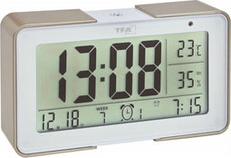 TFA Dostmann 60.2540.53 Wekker Zendergestuurd Goud, Wit Alarmtijden: 3