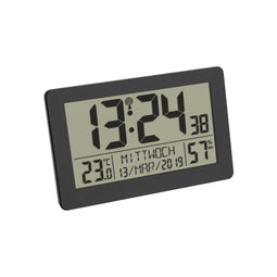 TFA Dostmann 60.2557.01 Zendgestuurde klok Zendergestuurd 206 mm x 30 mm x 130 mm Zwart Groot display