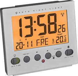 TFA Dostmann 60.2561.55 Wekker Zendergestuurd Zilver Alarmtijden: 1