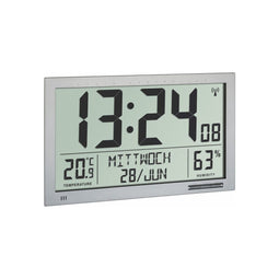 TFA Dostmann 60.4517.54 Wandklok Zendergestuurd 368 mm x 230 mm x 29 mm Zilver Groot display