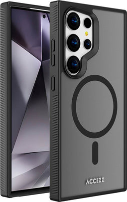 Accezz Samsung Galaxy S24 Ultra - Rugged Frosted Backcover - Geschikt voor MagSafe - zwart