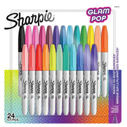 Sharpie Glam Pop Permanent Markers | Fijne Punt voor Gedurfde Details | Verschillende kleuren | 24 Markers
