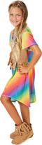 Dressforfun Meisjeskostuum bloemenkind 164 - Verkleedkleding hippie kostuum - Kleurrijke jurk met bloemen - (13-14y)