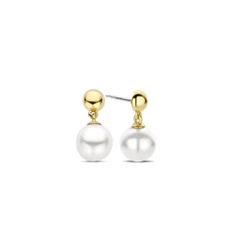 TI SENTO Dames Oorbellen - 925 zilver - Parel met geel verguld - 7912YP