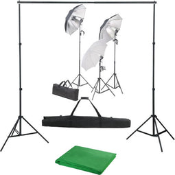vidaXL - Fotostudioset - met - verlichtingsset - en - achtergrond