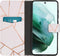 iMoshion Hoesje Geschikt voor Samsung Galaxy S21 FE Hoesje Met Pasjeshouder - iMoshion Design Softcase Bookcase - Wit / Meerkleurig / Goud / White Graphic