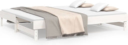 vidaXL - Slaapbank - uitschuifbaar - 2x(100x200) - cm - massief - grenenhout - wit