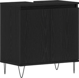 vidaXL - Wastafel - Meubel - Zwart - Eiken - 58x33x60 - cm - Gelaagd - Hout