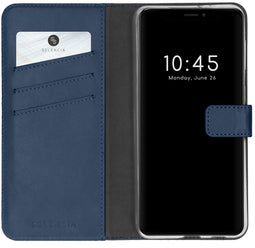 Selencia iPhone 13 Pro - Echt Lederen Bookcase - 3 Pashouders - Blauw