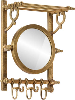 vidaXL - Bagagerek - met - kleerhangers - en - spiegel - wandmontage - aluminium