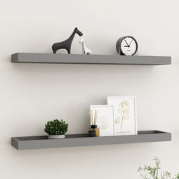 vidaXL - Wandschappen - 2 - st - Loggia - 80x15x4 - cm - MDF - grijs