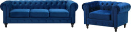 CHESTERFIELD - Woonkamerset - Marineblauw - Fluweel
