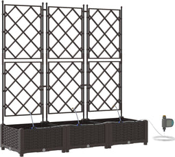 vidaXL - Tuinplantenbakken - met - Waterirrigatiesysteem - - - 3 - stuks - - - Bruin