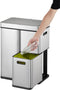 EKO Mirage Plus Sensor - Afvalscheidingsprullenbak 30+15+15L - Automatische Sensor Soft Close - Mat RVS
