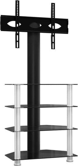 vidaXL - Tv-standaard - hoek - 4-laags - voor - 32-70 - inch - zwart - en - zilverkleur