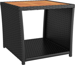 vidaXL - Salontafel - met - houten - blad - poly - ratten - en - acaciahout - zwart
