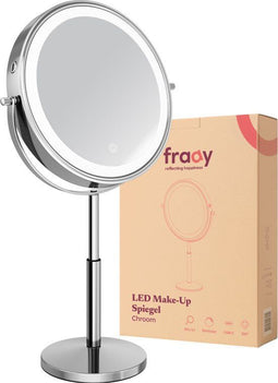 Fraay® XL Make Up Spiegel - LED Verlichting - 10x Vergroting - Chroom