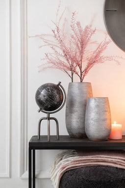 J-Line wereldbol Tripod - ijzer/kunststof - zilver/zwart - small