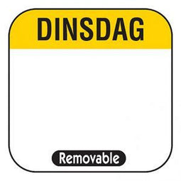 Daglabel beschrijfbaar afm. 25x25mm 1000 stuks etiket DINSDAG