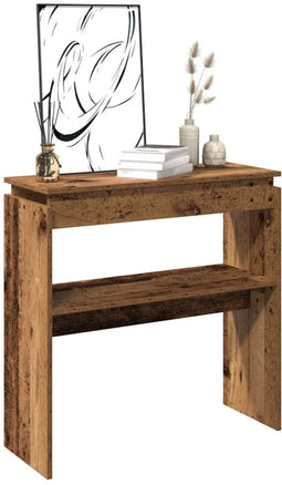 vidaXL - Wandtafel - 80x30x102 - cm - bewerkt - hout - oud - houtkleurig