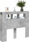 Hoofdeinde met LED 120x18,5x103,5 cm bewerkt hout betongrijs
