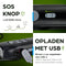 Exortus® PowerCrank - LED Zaklamp & Noodradio Dynamo 5-in-1 - Powerbank AM/FM Radio Zwart & Grijs