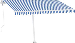 vidaXL - Luifel - met - LED - en - windsensor - elektrisch - 400x300 - cm - blauw - en - wit