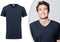 Milanoro - 4-pack extra lange katoenen T-shirts - Navy - V-hals - M