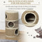 PawHut D30-326 - Kattenkrabpaal - 3 niveaus sisal en zeewier - Kaki en bruin