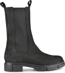 PS Poelman Lynn - Dames Chelsea Enkellaarzen - Nubuck leer met elastiek - Zwart - Maat 41