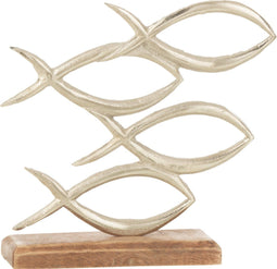 J-Line decoratie Vissen Op Voet - aluminium - zilver - small