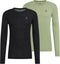ODLO ACTIVE WARM ECO - Longsleeve Crew Neck - 100% gerecycled polyester - black - matte green (2 stuks)