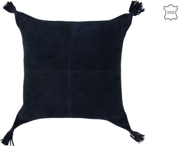 J-Line kussen Kwasten - leder - donkerblauw