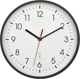 Tyme Wandklok - Radiogestuurd - 24.5cm Modern Design - Zwart Wit