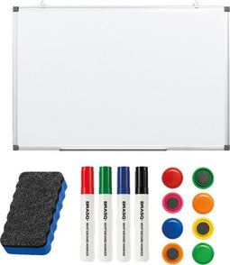 BRASQ Whiteboard 60x90 cm - Magnetisch - Accessoires set (markers wisser magneten) - Wit