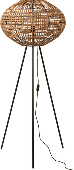 J-Line Staanlamp Driepoot Rattan/Metaal Bruin/Zwart Large